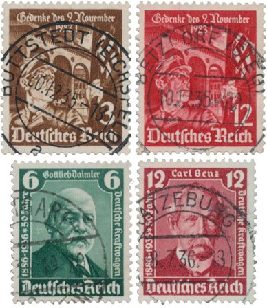 Tyske Rige 1936 - MICHEL 598-99+604-05 - Stemplet