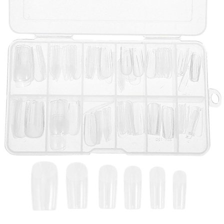 120 stk. klare negltupper, transparente press-på-negler, lim-på-negler, falsk negldekorasjon