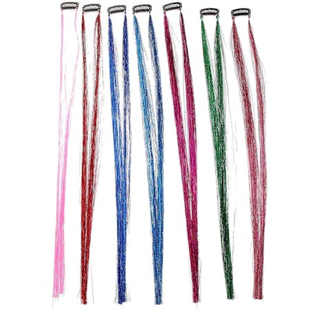 7 st Glitter Hårglitter Slingor Älva Hår Glittrande Flätat Hår Glänsande Glitter Hårförlängningar