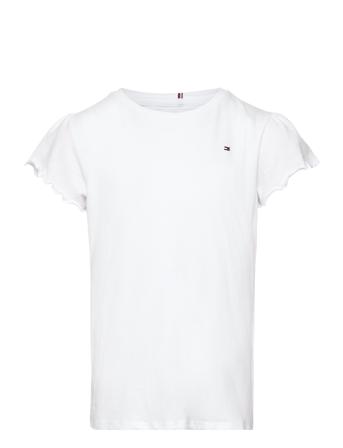 Essential Ruffle Sleeve Top S/S T-shirts Short-sleeved Hvit Tommy Hilfiger*Betinget Tilbud