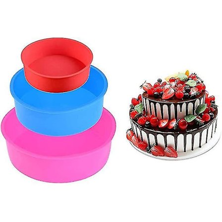 Silikon Kageform Runde Tins Sæt af 3 Non-stick Pander
