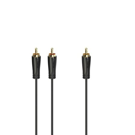 Subwooferkabel - HAMA - 5,0 m - RCA hane och 2 RCA hanar - Guldpläterad - Svart