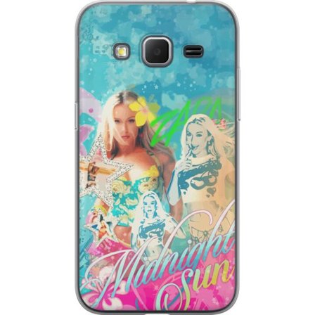 Yhteensopiva Puhelinkuori Samsung Galaxy Core Prime Seikkailumaailma Steve, Creeper ja eläimillä värikkäässä palikkagrafiikassa