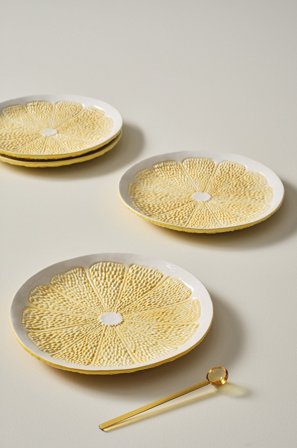 Jotex - Tallerken 4-pk, Diameter 27 Cm Gul/hvit - LEMON - Kjøp Tallerkener hos Jotex