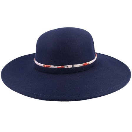 Seeberger - Blu sunhat Cappello - Woolfelt Floppy Marine Blue Sun Hat @ Hatstore