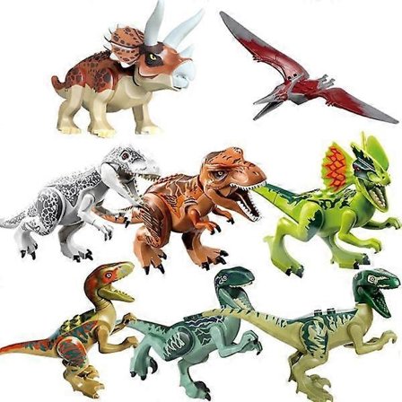 8x Jurassic World Dinosaurer T-Rex Figur Byggeklodser Blokke Bedste Børnegave flerfarvet