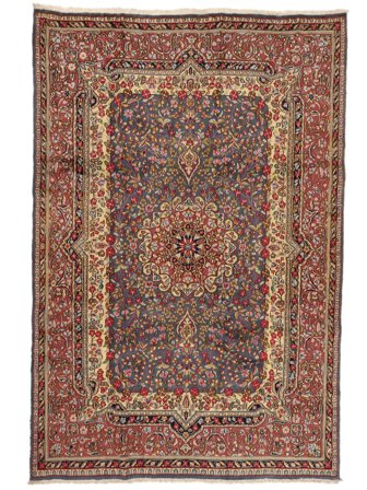 Tapis Kerman 239X358 Rouge Foncé/Marron (Laine, Perse)