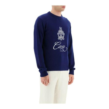 Casablanca Round-neck Strik Blå, Herre Strik