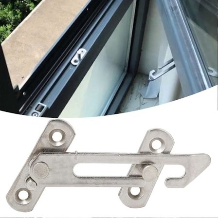 Vinduesstopper i rustfrit stål, sikkerhedsbegrænser til vinduesåbning, vinduesbegrænser til højre montering