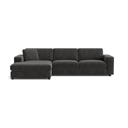 Oasis Chaiselongue-Sofa, links, Genesis Anthrazit, modernes Design, hoher Sitzkomfort durch erstklassige Polsterung, zeitloser Stil, 79cm Höhe.