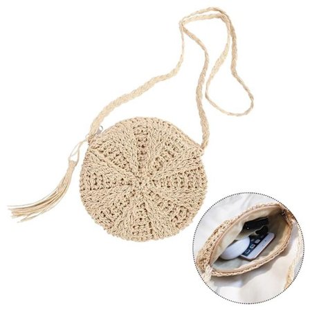 Halm Crossbody Bag, virkade väskor för kvinnor Halm Handväskor Liten Strandväska Halm Tote Bag Halmväskor