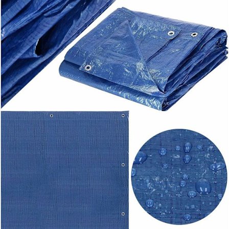 Presenning med öljetter, vattenavvisande, 3 x 5 m presenning för sandlåda, trä, eldstad, trädgårdsmöbler, PE 130 g/m2