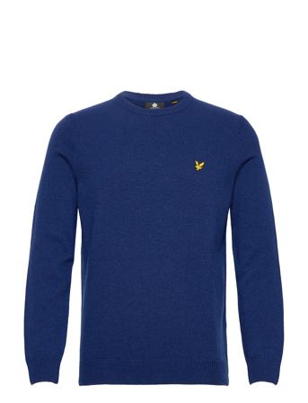 Crew Neck Lambswool Blend Jumper Strikket Trøje Med Rund Hals Blå Lyle & Scott