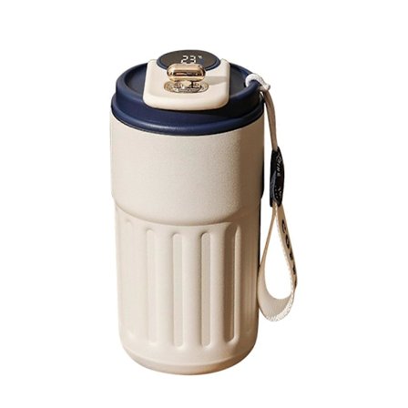 Varm Reisekrus Kaffekrus Vannflaske Varm og Kald Drikkekrus Smart LED-Skjerm Bærbar Reisekaffekrus Camping Reisedrikker Rustfritt Stål