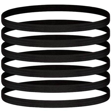 Svarta elastiska hårband sport för män kvinnor, tunna sport