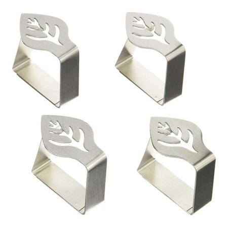 4 stk. dugklemmer i rustfrit stål, justerbare dugholdere til hjemmebryllup, fest, picnic