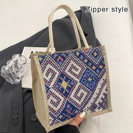 Lerretsvesker for kvinner Skulderveske Retro Casual Tote Håndvesker E A6