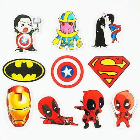 10 køleskabsmagneter, superhelte magnet, køleskab akryl magnet