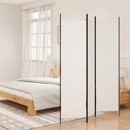 Vidaxl Rumsavdelare 3 Paneler Vit 150x200 Cm Tyg Vit