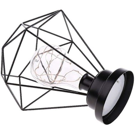 Metal Bordlampe, Diamantformet Natlampe Gulvlampe (sort)