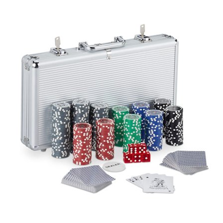 Pokerset med 300 metallkärna-marker och kort