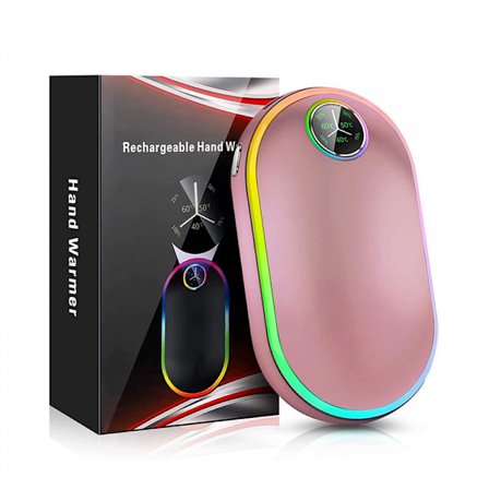 Genopladelig håndvarmer - Julegave, 7 farveskiftende lys Elektrisk håndvarmer 10000Mah, (13-18 timer)