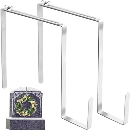 2 kpl jouluhautakiven seppeleen ripustin, säädettävä seppeleen koukku seppeleen telineet hautausmaalle hautakiveen, jouluhaudan koristeluun (6,2-11 