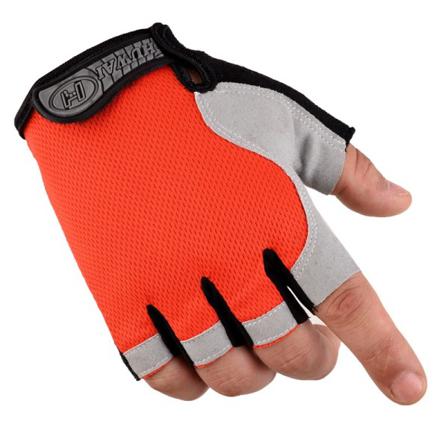 Fitness , Halvfingersporthandskar, Sporthandskar Orange Grey L