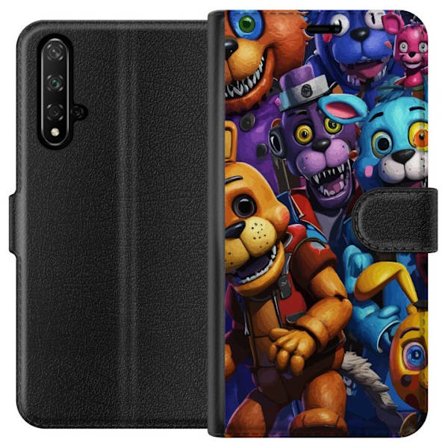 Kompatibelt Plånboksfodral till Honor Honor 20 Färgstarka animatroniska figurer inspirerade av Five Nights at Freddy’s, intensiv blick, neonljus,