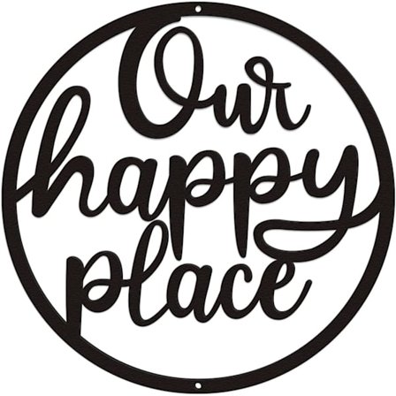 Vores Happy Place-skilt Metalkunst Vægdekoration Hængende bogstaver Plaque Skulptur Bondegårdsdekorationer til stuen