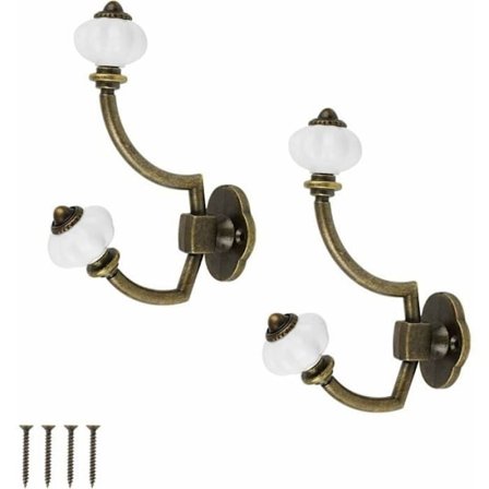 Retro Kleshengere, 14 x 9,5 cm Retro Krok Klesstativ, Vintage Kroker med 4 Skruer, Rustikke Shabby Chic Kroker, Materiale