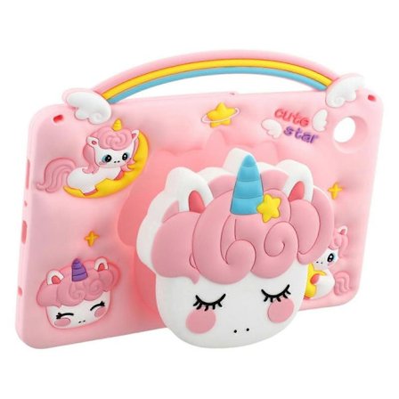 Etui til Samsung Galaxy Tab A9 med enhjørningehåndtag, udtrækkeligt stativ og silikonebeskyttelse