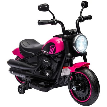 Rootz elektrisk børnemotorcykel - Træningshjul - Forlygter - 1,5 til 3 Km/t - Børn 1,5 til 3 år - Plast - Pink - 76L x 42W x 57H cm