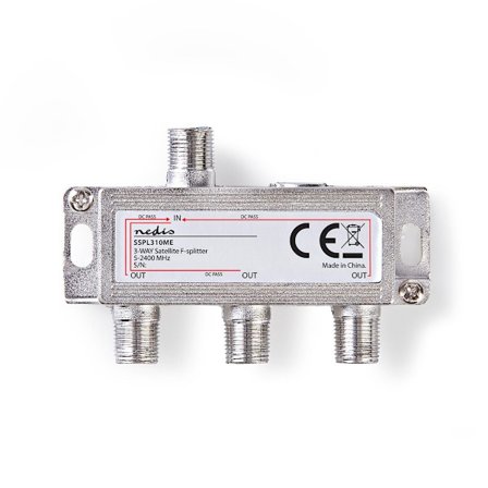 Satellit Splitter | 5 - 2400 MHz | 10.5 dB | Antal input: 1 | Antal output: 3 | Impedans: 75 Ohm | Zinc | Sølv