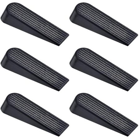 6 Pak Dørstopkiler Sort Gummi Dørstop Til Hjem Og Kontor