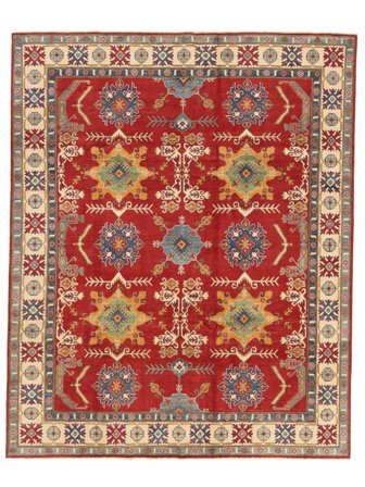 Kazak Fine Tapete 246X304 Lã Vermelho Escuro/Castanho Grande Carpetvista