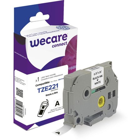 WECARE Tape 9mm TZe-221 Svart på Vit - Lyreco - Kontorsmaskiner - Märkmaskiner och tape - Tape - Brother TZ