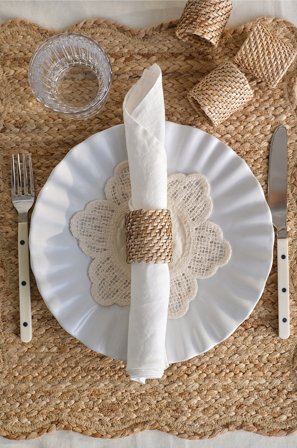 Jotex - Serviettring Med 4-pakning Beige farge - VESSLA - Kjøp Kjøkkentilbehør hos Jotex