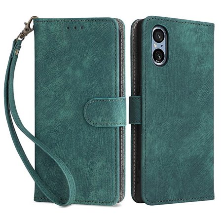 SKALO Sony Xperia 5 V Flip Cover m. pung i PU-læder - Grøn