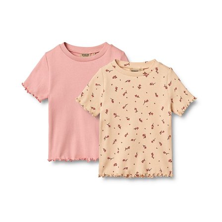 WHEAT Rib T-Shirts Short Sleeve Alicia 2-pak Rose Water Flowers Str 122/7 år, Tøj & Bolig, Børnetøj, Børneundertrøjer