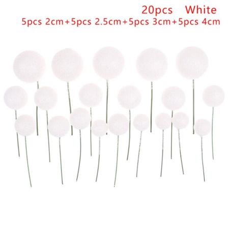 20 Stk Kuglekage Topper Kagedekoration HVID white