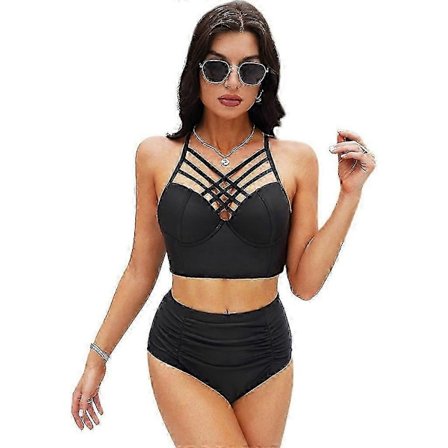 Naisten kaksiosaiset uimapuvut korkeavyötäröiset bikinisetit uima-asut alaosalla