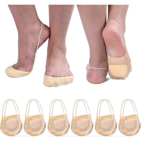 Slingback Sheer Liner Sokker til Kvinder, Usynlige Tå-dækkende Sokker, Lavt Skårne No Show Sokker med Forfodspude til Hæle, 6 Par