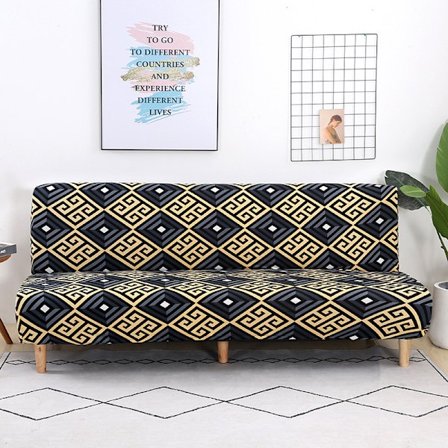 Stretchig sofföverdrag utan armstöd, universellt sofföverdrag utan armstöd, heltäckande hopfällbart soffskydd, enkelt att installera och rengöra, 3-