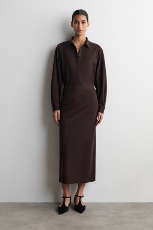 COS Women's Jersey Midi Pencil Skirt in Brown
