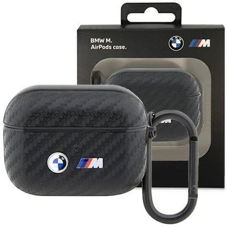 BMW BMAPWMPUCA2 Veske for AirPods Pro - Svart karbon dobbel metalllogo