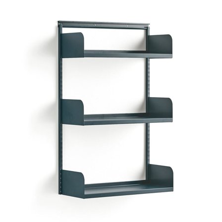Hyllesystem SHAPE, vegg, grunnseksjon, hyller i stål, H1237 B800 D300 mm, blå