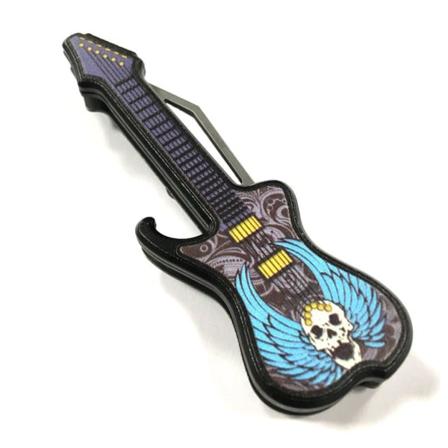 MTech USA - MT-1038 - Knife with guitar design döskalle med blå vingar