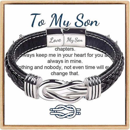 Armband till min son, För alltid sammanflätade läderarmband, rostfritt stål magnetiskt spänne läderknut manschett armband, tillbaka till skolan - 