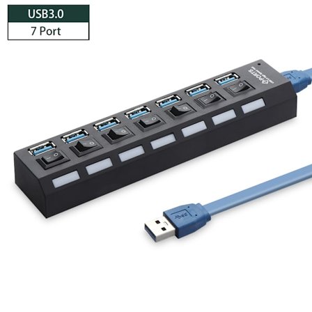 USB 3.0 Hub USB Hub 3.0 USB3.0 7PORT SVART